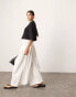 ASOS EDITION ultra wide leg linen mid rise pleat front trouser in white