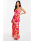 Women's Chiffon Cowl Neck Ruffle Maxi Dress