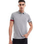 Tommy Hilfiger logo cuff slim fit polo in grey heather