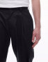 Topman smart compact cotton taper trouser in black