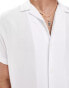 ASOS DESIGN regular fit viscose shirt with revere collar in white