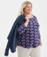 Style & Co Plus Size Printed Cotton Square-Neck Top, Created for