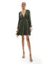 Jaded Rose Tall embellished babydoll mini dress in olive