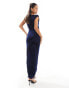 TFNC slash neck velvet maxi dress in dark navy