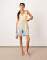 ASOS EDITION wrap front cami top with asymmetric hem in lemon