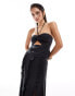 Pretty Lavish textured halter top co-ord in black