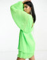 ASOS DESIGN micro pleated batwing trapeze mini dress in neon green