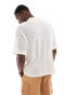 ASOS DESIGN relaxed polo shirt with cable knit design in beige