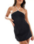 Free Society halter mini beach dress in black and white