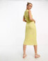 Vero Moda abstract midi dress in lime