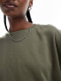 Noisy May long sleeve crew neck top in khaki