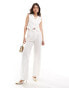 Mango tailored straight leg co-ord trousers in white