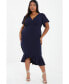 Plus Size V-Neck Frill Hem Midi Dress