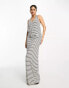 ASOS DESIGN halter neck maxi dress with twist back and ruched skirt in stripe