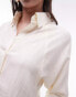 Topshop textured panel shirt in ivory