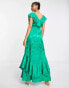 Hope & Ivy ruffle maxi tea dress in vivid green