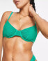 Free Society mix and match underwire bikini top in green crinkle