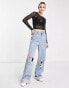 ASOS DESIGN Tall cropped long sleeve mesh top in black