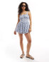 Hollister double tier playsuit in blue floral with detachable straps