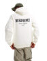 Selected Homme oversized hoodie in cream with text backprint