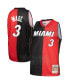 Men's Dwyane Wade Black, Red Miami Heat Big and Tall Hardwood Classics 2005-06 Split Swingman Jersey