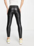 JDY leather look leggings in black