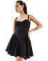 Kaiia sweetheart neckline skater mini dress in black