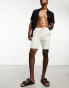 Only & Sons linen mix shorts in white and grey pinstripe