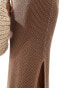 COLLUSION textured knitted maxi skirt in taupe