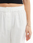 COLLUSION beach linen straight leg boxer trouser in white