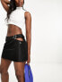 Calvin Klein Jeans cut out shiny mini skirt in black