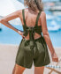 Women's Green Sweetheart Twist & Keyhole Straight Leg Romper