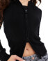 Stradivarius double zip hoodie in black