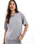 Pieces slinky super soft boxy t-shirt co-ord in grey