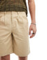 ASOS DESIGN double pleat chino short in beige