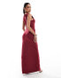 ASOS DESIGN metal hardware tie front maxi dress in wine