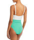 Evarae Womens Cassandra One Shoulder One Piece Swimsuit Green White Size 10