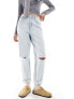 ASOS DESIGN relaxed mom jean in light blue with rip