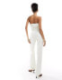 ASOS DESIGN strapless denim jumpsuit in off white