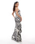 Murci bandeau thigh split maxi dress in zebra print