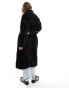 ONLY Petite longline faux shearling coat in black