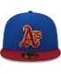 Men's Royal, Red Oakland Athletics Throwback Logo Primary Jewel Gold Undervisor 59FIFTY Fitted Hat