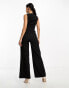 Kaiia sleeveless wide leg waistcoat jumpsuit in black