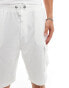 Brave Soul towelling cargo shorts in off white