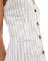 ASOS DESIGN Tall midi button through linen waistcoat dress in natural stripe