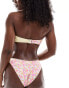 The Frolic cura double tie front ditsy floral bandeau bikini top in pink