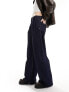 Stradivarius wide leg jean with pleat front in dark blue