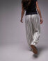 Topshop satin pin stripe wide leg pull on in white