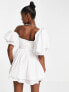 ASOS LUXE one shoulder cotton dress with corset detail and ruffles in white