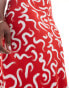 Wednesday's Girl swirl print bias cut midaxi skirt in red